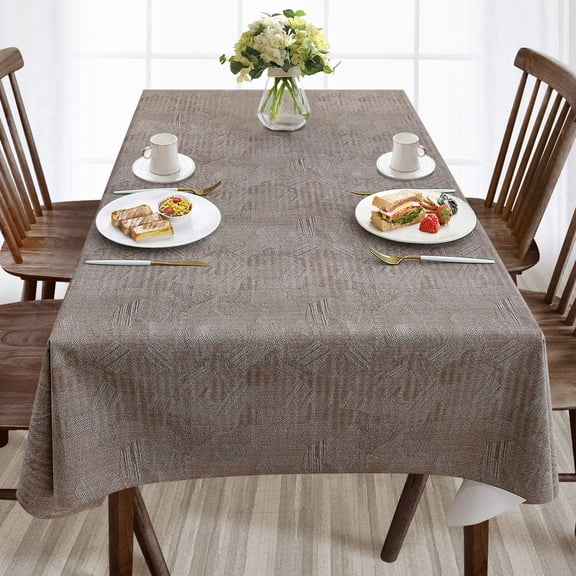 Waterproof Vinyl Tablecloths  Heavy Duty Oil Proof Spill Plastic Table Cloth Wipe Clean Pvc Cover For Spring Indoor And Outdoor Use (brown 54"*108" Rectangle)