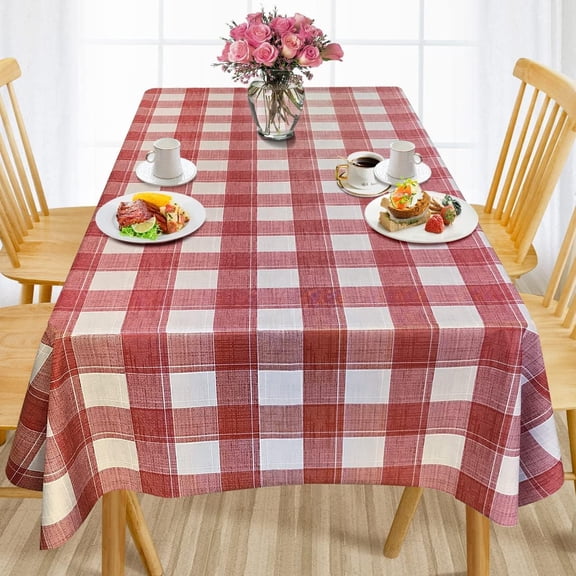 Waterproof Vinyl Tablecloths, Heavy Duty Oil Proof Spill Proof Plastic Table Cloth, Wipe Clean PVC Table Cover for Spring Indoor and Outdoor Use (Embroidery Flower, 60”×102”, Rectangle)