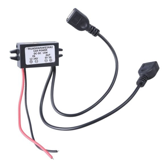 Waterproof Voltages Reduction Module Open End Converters DC24-12V to 5V3A Double USB Car Power Conversion Adapter Cord