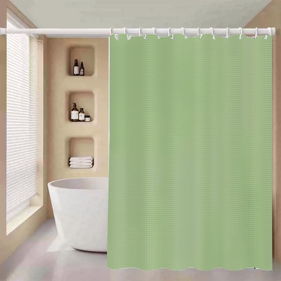 Waterproof Waffle Weave Fabric Shower Curtain, Double Sided Polka Dot Design for Bathroom and Hotel Use