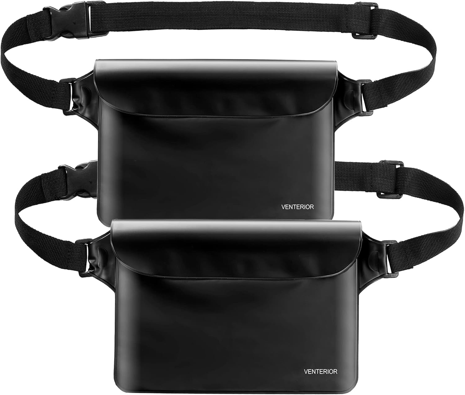 Waterproof Waist Pouch 2-Pack | Beach Accessories Fanny Pack for Swimming Snorkeling Sailing Kayaking Pool Water Parks Keep Your Phone Wallet Safe and Dry (White & Black)