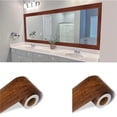 thumbnail image 1 of Waterproof Wall Border Peel Bathroom Mirror Frame Border Sticker 2 Pcs Self Adhesive Floor Repair Patch Removable Border Sticker for Bathroom Living Room Kitchen(16.4 ft x 3.9 in Brown), 1 of 8