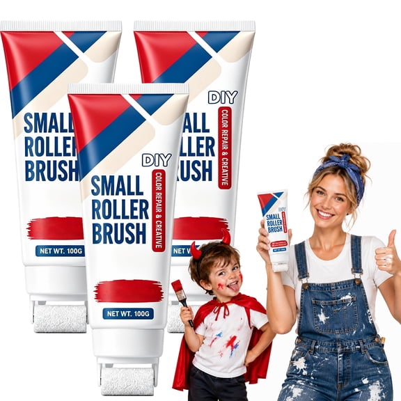 Waterproof Wall Repair Paste with Integrated Small Roller Brush100g ReadytoUse White Wall TouchUp Paste for Stains, Graffiti, Footprints, Home DIY Wall Renovation (3Pcs)