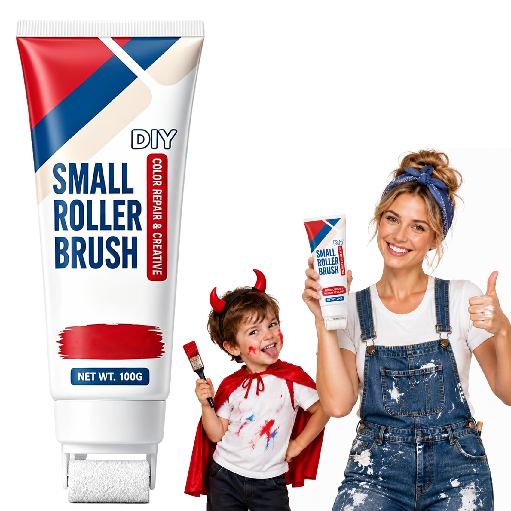 Waterproof Wall Repair Paste with Integrated Small Roller Brush, 100g ...