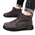 thumbnail image 1 of Waterproof Warm Ankle Boots, Mens Snow Boots Waterproof Winter Boots for Men Fur Lined Warm Ankle Boots Hook & Loop Closure Slip On Outdoor Boot Comfortable Walking Shoes, Brown US-7/EU-39, 1 of 5