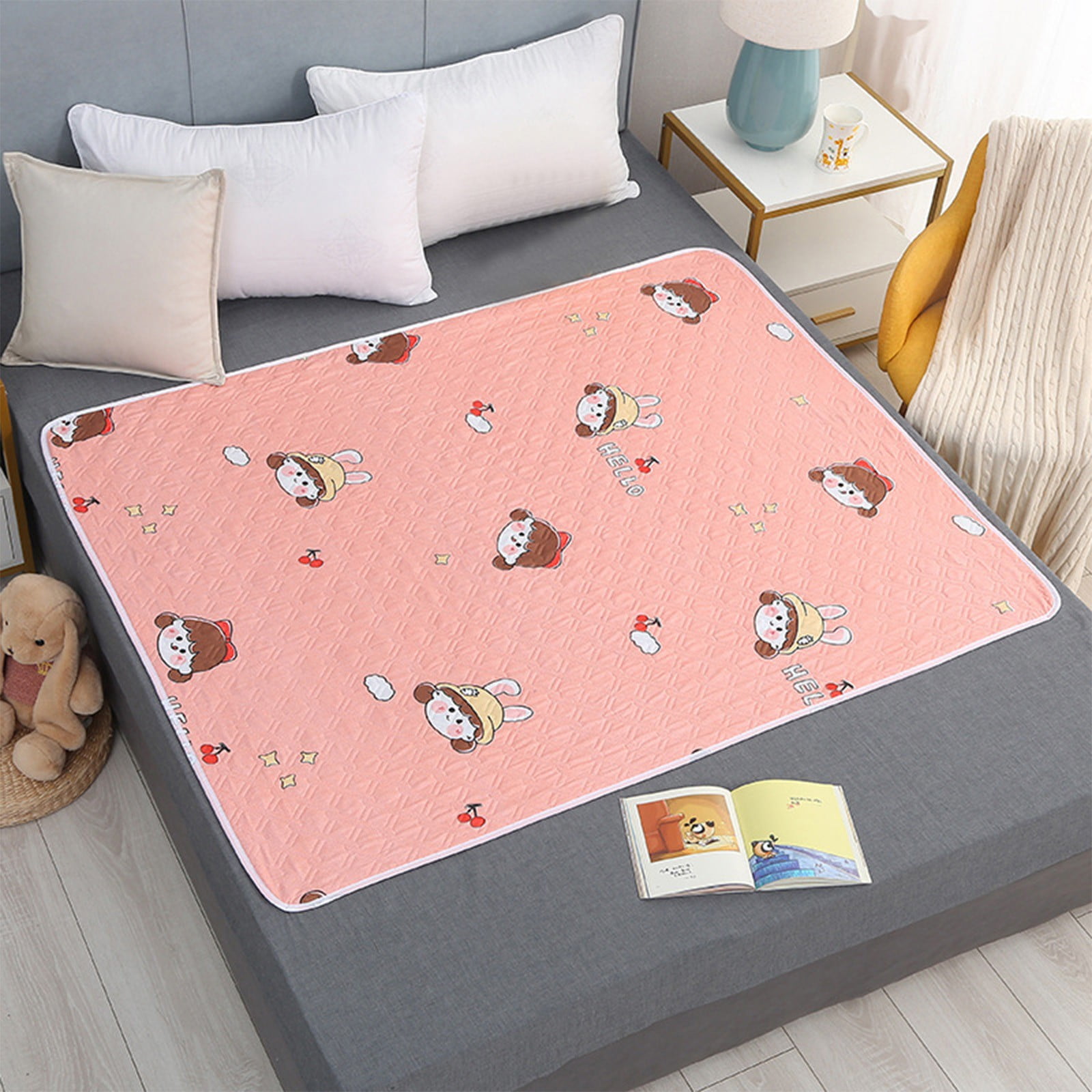 Waterproof Washable Bed Pad - Large Incontinence Underpad for Elderly & Adults - 4-Layer Protection with Ultrasonic Quilting - Hospital Grade Absorbent Pad for Mattress Protection (Pink, Cotton)