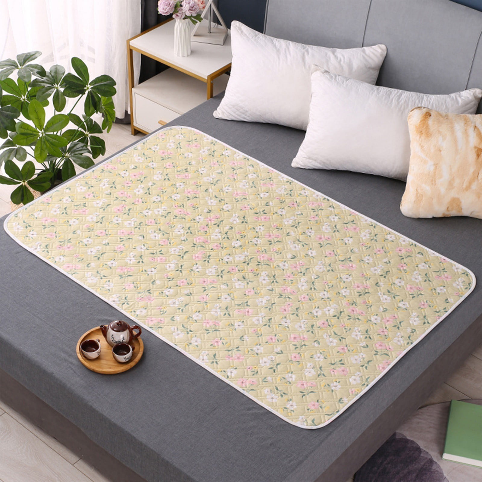 Waterproof Washable Bed Pad - Large Incontinence Underpad for Elderly & Adults - 4-Layer Protection with Ultrasonic Quilting - Hospital Grade Absorbent Pad for Mattress Protection (Pink, Cotton)