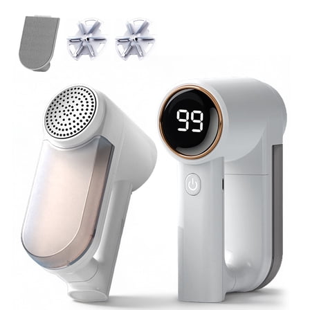 Fabric Shaver, Lint Remover Rechargeable 3 Speeds 6 Leaf Blades Digital LED Display Remove Pilling for Clothes, Furniture, Sweater, Couch