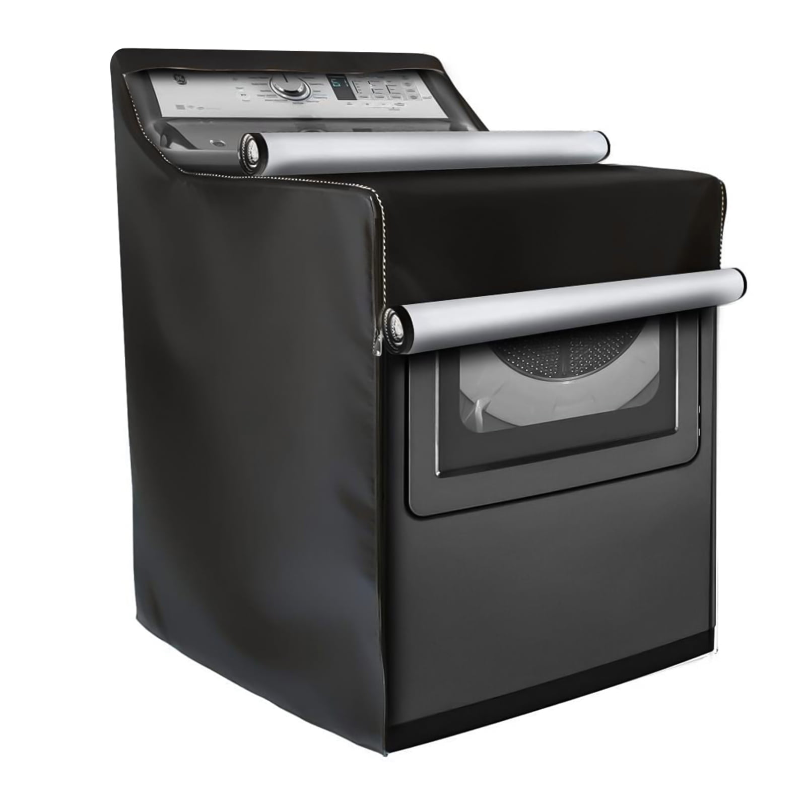 Waterproof Washer Cover Dust-proof Dryer Cover Fit for Outdoor Top Load and Front Load Machine, Black