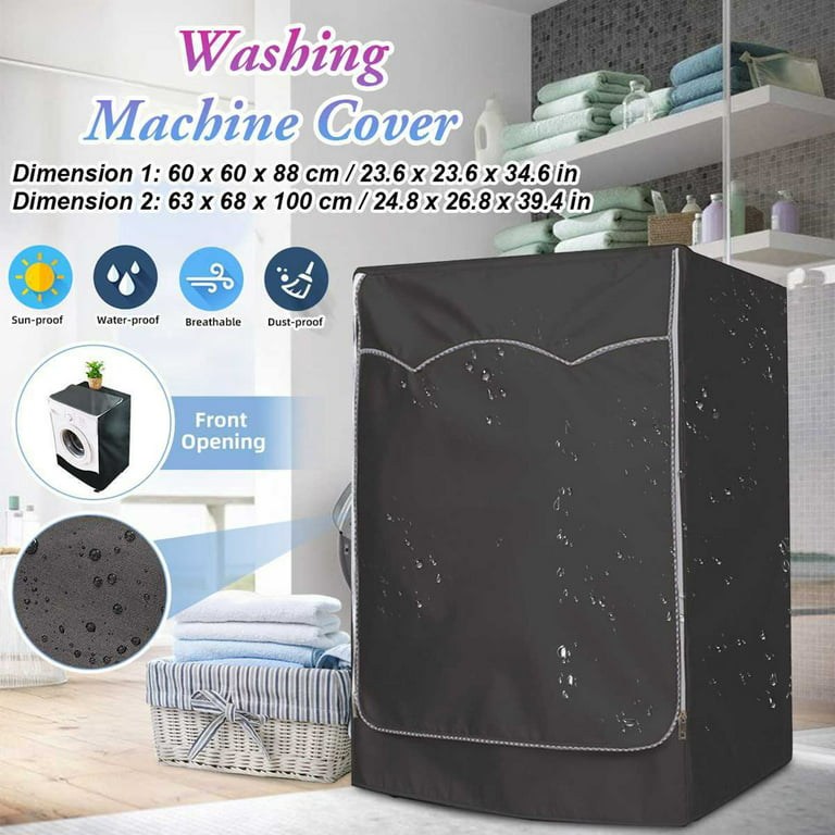 Waterproof Washing Machine Zipped Cover Dust Protection for Top / Front  Load Washer Dryer, Front Load Washer Cover,Washing Machine Cover