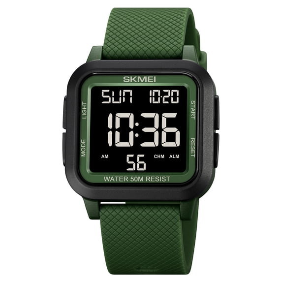 Waterproof Watch, 50M Water Resistant Digital Sport Watch, High-Definition Night Light Display Steel Bracelet Multi-Function Alarm Stopwatch