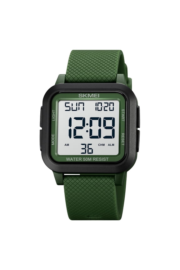 Waterproof Watch | 50M Water Resistant Digital Sport Watch | Steel & Blue Silicone Strap | Night-Light HD Display | Stopwatch, Timer | Durable Lightweight Design | Men's Outdoor Swimming Timepiece