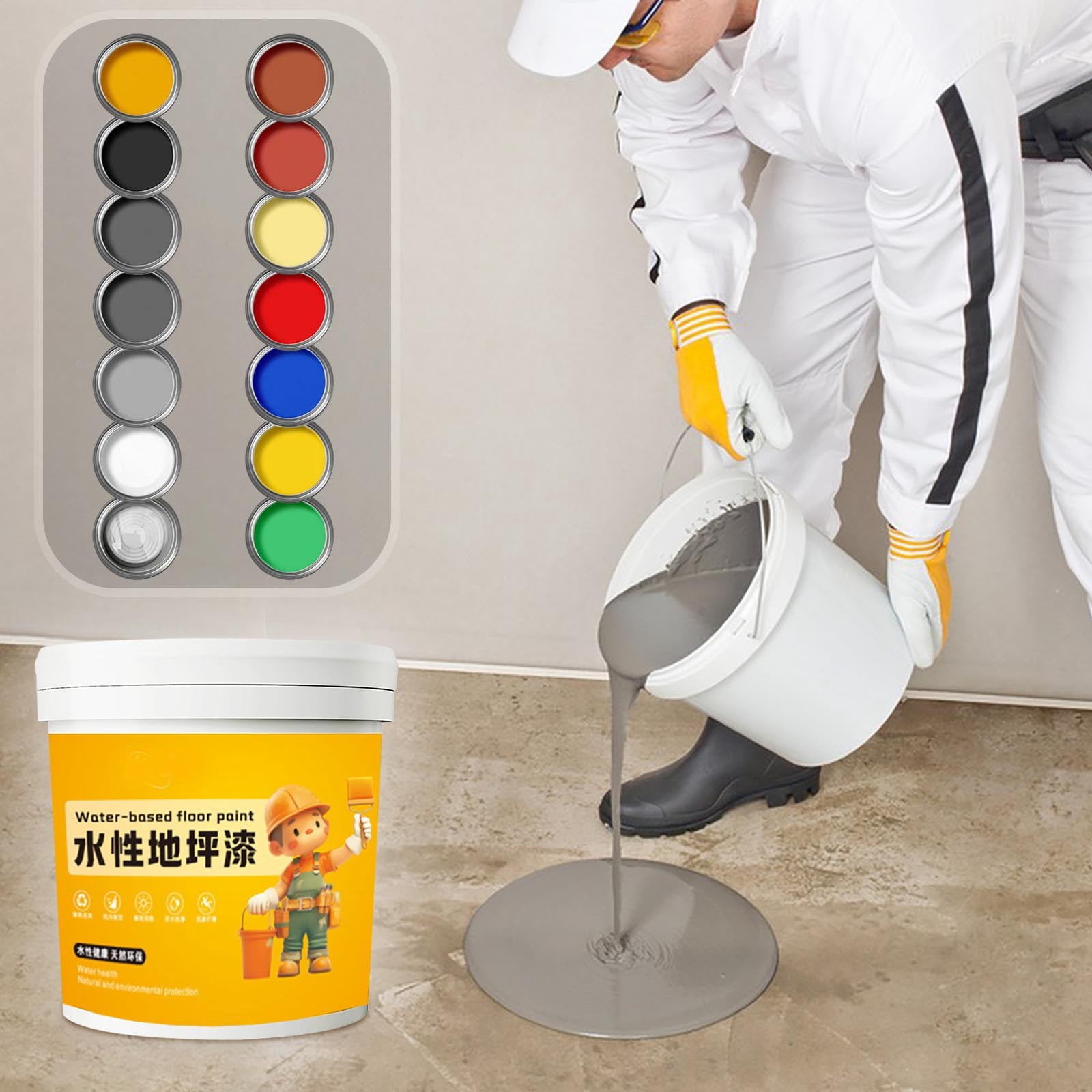 Waterproof Water-Based Epoxy Floor Paint,300Ml Appliance Kitchen Cabinet Bathtub Paint,Semi Gloss Wall Paint for Enamel Porcelain Doorsuitable for A Variety Of Surfaces（With Brush）