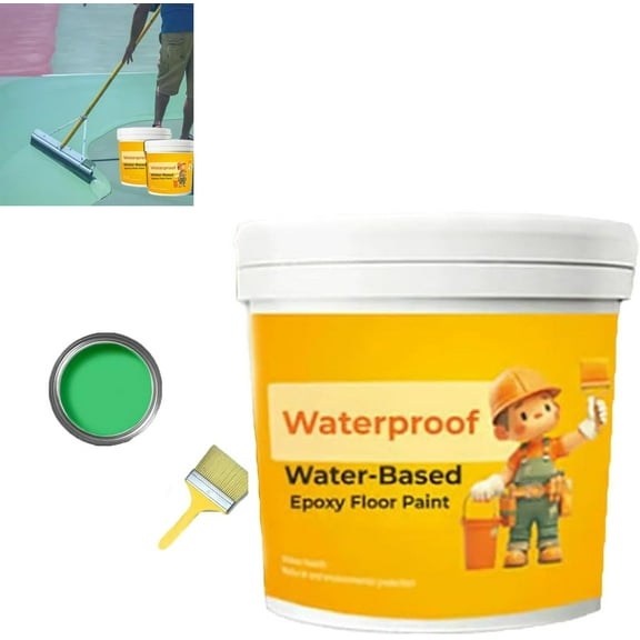 Waterproof Water-Based Epoxy Floor Paint, 300g Concrete And Garage Floor Paint with Tool, Quick-Dry Anti-Slip Water-Based Floor Paint green1PCS