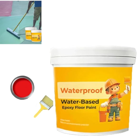 Waterproof Water-Based Epoxy Floor Paint, 300g Concrete And Garage Floor Paint with Tool, Quick-Dry Anti-Slip Water-Based Floor Paint red1PCS