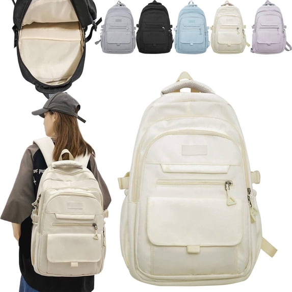 Waterproof Whitebackpack with Padded Straps & Luggage Strap, Waterproof Backpack Travel Backpack Forcommuting Travel Weekend Getaway