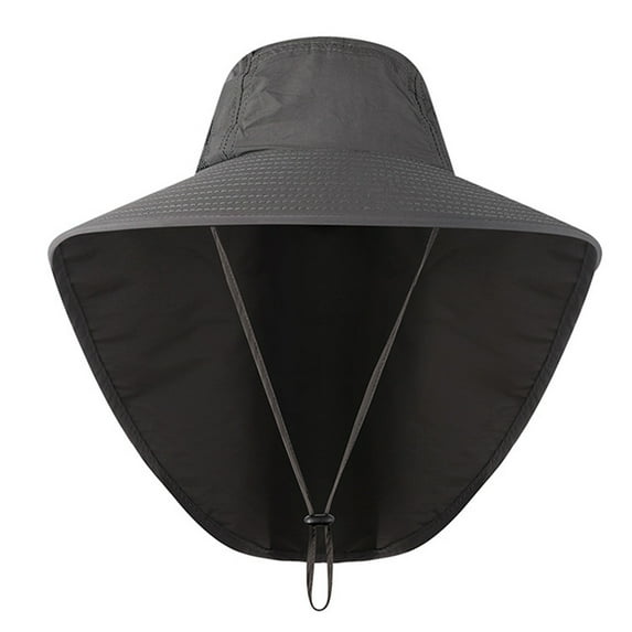 Waterproof Wide Brim Fishing Hat with Neck Flap Breathable Outdoor Sun Protection Cap for Hiking Dark Gray