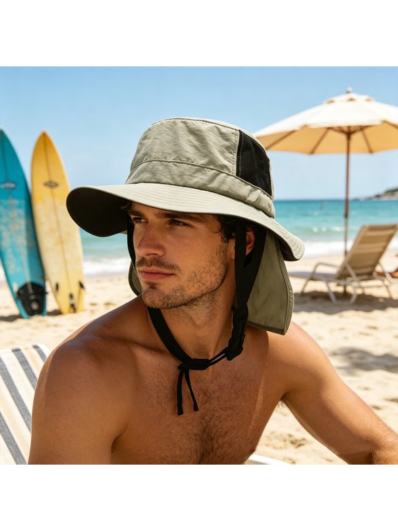 Waterproof Wide Brim Sun Hat UV Protection Bucket Hat, Lightweight Adjustable Strap Outdoor Fishing Surfing Cap, Breathable Sun Protection Hat for Beach Hiking Travel Fishing Use