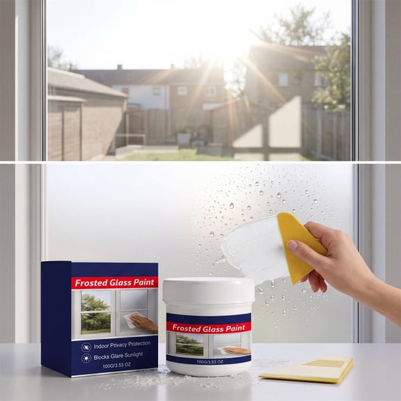Waterproof Window Privacy Coating, Frosted Glass Cream for Bathroom, Kitchen, Sliding Doors, Glass Surfaces, Creates Even Film with Privacy Shading for Household Glass Protection