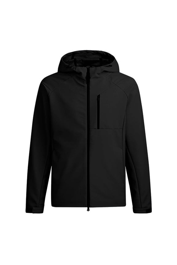 Waterproof Windproof Jackets For Men Hooded Full Zip Windbreaker Sports Hiking Fitness Fleece Thermal Outdoor With Pockets (S, Black-A)