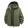 thumbnail image 1 of Waterproof Windproof Jackets Womens Full-zip Outdoors Hiking Hooded Windbreaker Coat with Pockets Plus Size (2XL, Army Green), 1 of 7