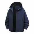 thumbnail image 1 of Waterproof Windproof Jackets Womens Full-zip Outdoors Hiking Hooded Windbreaker Coat with Pockets Plus Size (4XL, Navy), 1 of 8