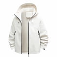 thumbnail image 1 of Waterproof Windproof Jackets Womens Full-zip Outdoors Hiking Hooded Windbreaker Coat with Pockets Plus Size (XL, White), 1 of 8