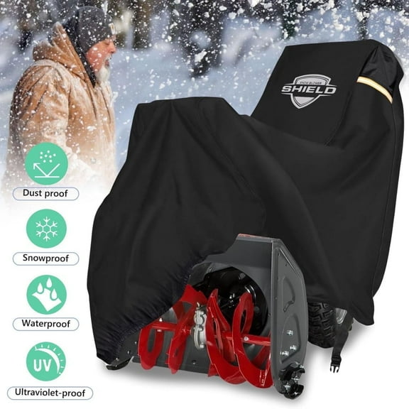 Waterproof Windproof Snow Blower Cover, AYAMAYA Snowblower Covers Heavy Duty 600D Oxford, Anti-UV Universal Snow Thrower Protector for Most Yard Machine(Black)