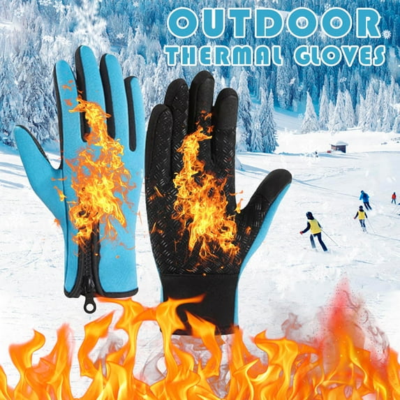 Waterproof Windproof Thermal Gloves with Touchscreen Fingertips and Non-Slip Grip, Fleece Lined Winter Mittens for Sports Commuting Outdoor Activities, Medium Size