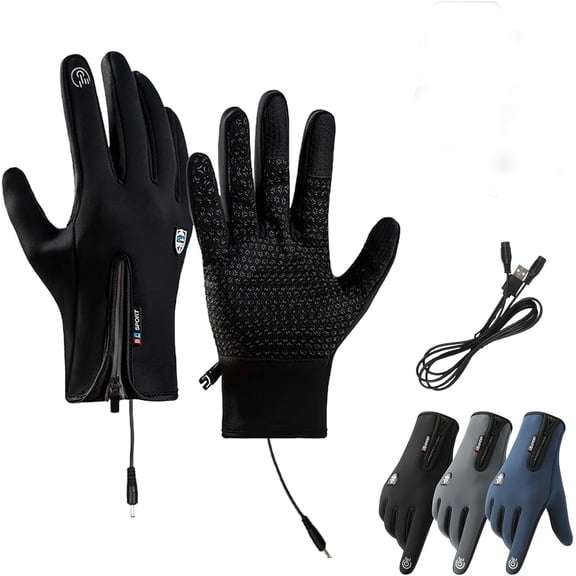 Waterproof Windproof Warm Winter Gloves, Rechargeable Touch Compatible Thermal Gloves with Anti-Slip Surface for Skiing, Cycling and Daily Driving