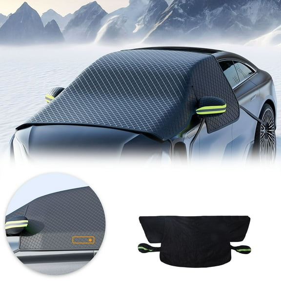 Waterproof Windshield Cover&Hail Protector Car Cover,All Seasons Reversible Sunshade Ice Snow Frost Protection with Anti-Theft Panels,Reflective Strips for Cars Trucks Sedan Hatchback