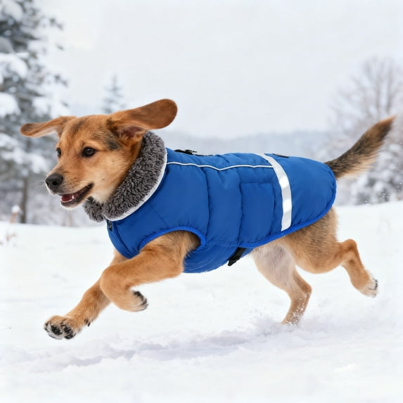 Waterproof Winter Dog Coat Reflective Windproof Jacket, Warm Adjustable Pet Vest with Lining & Turtleneck, Thicken Puppy Apparel for Small Medium Large Dogs for Outdoor Walking(Blue,S)