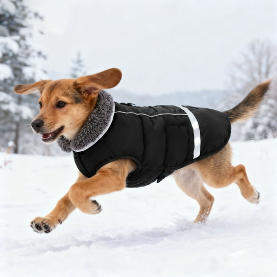 Waterproof Winter Dog Coat Reflective Windproof Jacket, Warm Adjustable Pet Vest with Lining & Turtleneck, Thicken Puppy Apparel for Small Medium Large Dogs for Outdoor Walking(Black,S)