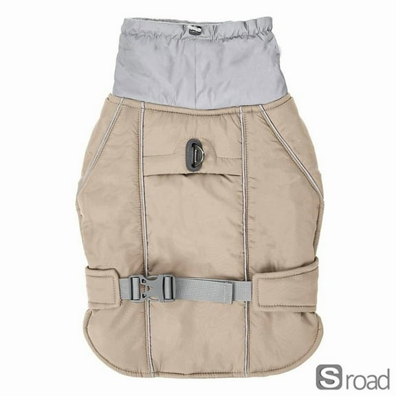 Waterproof Winter Dog Jacket, Reflective Warm Padded Pet Coat With Adjustable Straits For Small Medium Large Dogs, Cold Weather Outdoor Dog Clothing,M,Beige,S