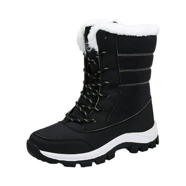 Waterproof Winter Snow Boots for Women Fleece Lined Warm Lace up Mid Calf Trekking Hiking Booties