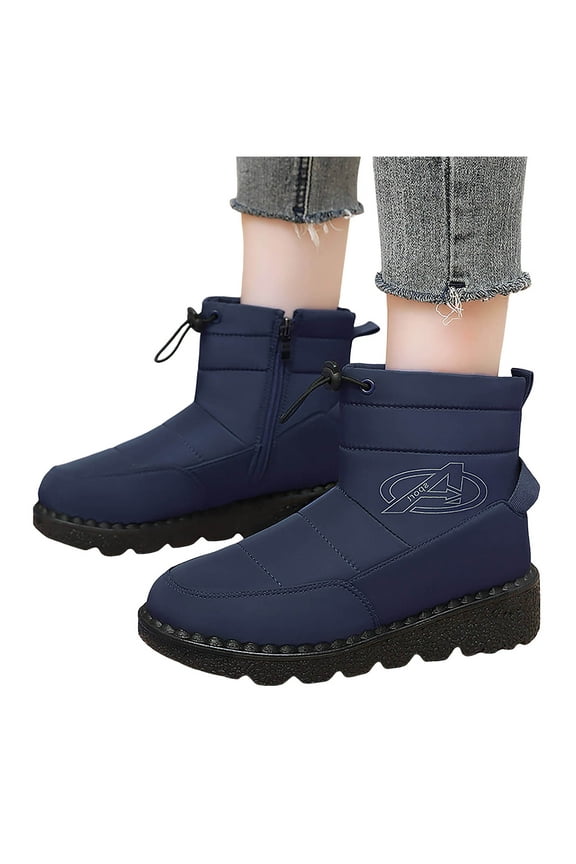 Waterproof Winter Snow Boots for Women with Fleece Lined Side Zipper Non Slip Mid Calf Walking Ankle Booties