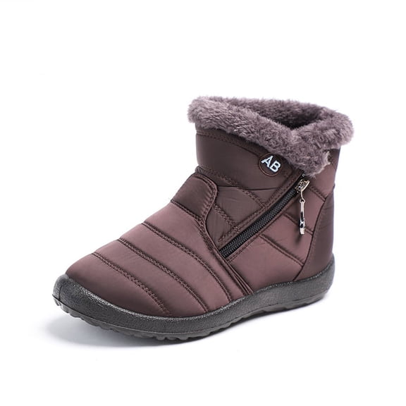 Waterproof Winter Women Shoes Snow Boots Fur-lined Slip on Warm Ankle