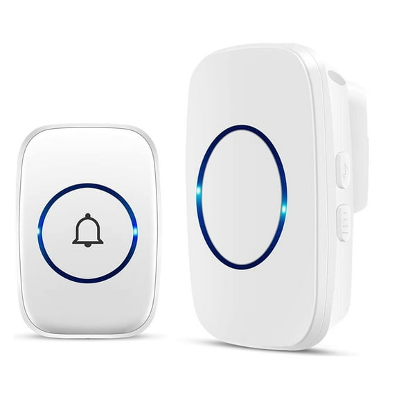 Waterproof Wireless Doorbell,Battery Required,1000Feet Operating,Adjustable Volume,Doorbell with 36 Melodies LED Flash for Home,Classroom,Apartments White(1 Plug-In Receiver x 1 Push Button)