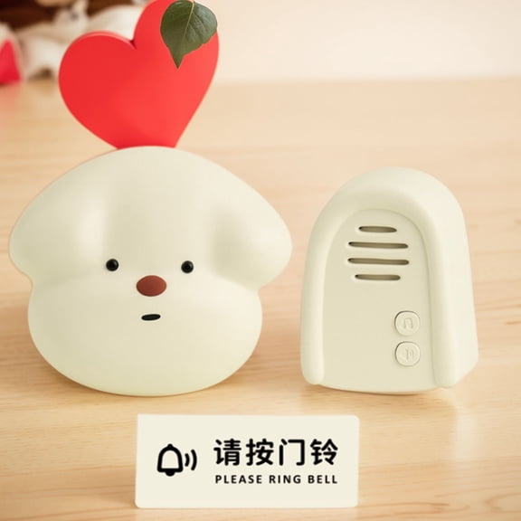 Waterproof Wireless Welcome Doorbell, 38 Adjustable Chimes Plug-in Door Bell for Home (Ivory Dog)