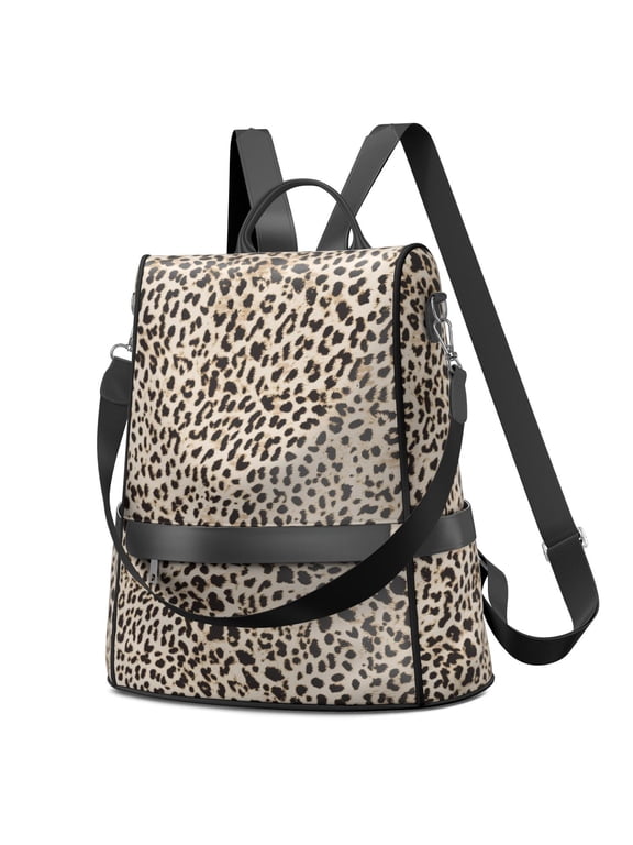 Waterproof Women's Nylon Backpack Purse - Lightweight Leopard Casual Shoulder Bag Anti-Theft Daypack, Convertible Fashion Crossbody Bag for Daily Use, Travel, Work & School,