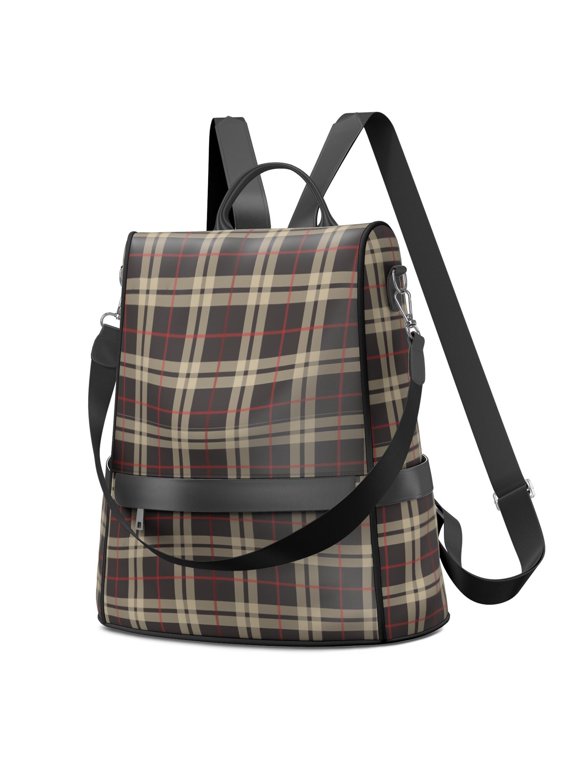Waterproof Women's Nylon Backpack Purse - Lightweight Stripe Casual Shoulder Bag Anti-Theft Daypack, Convertible Fashion Crossbody Bag for Daily Use, Travel, Work & School