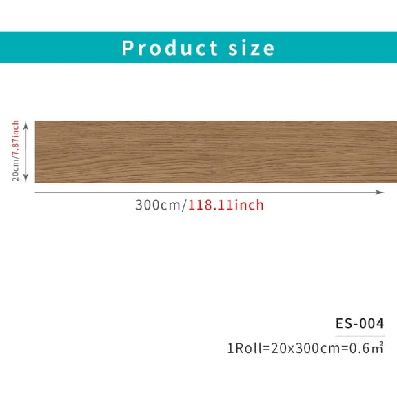 Waterproof Wood Grain PVC Decal Tile, 20×300cm Self-Adhesive Anti-Yellow Sticker for Indoor Home Use D