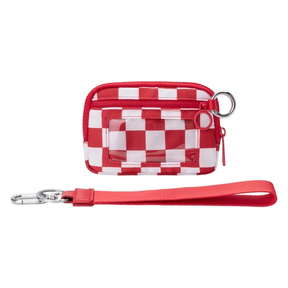Waterproof Wristlet Pouch with Clear Card Slot, Portable Travel Wrist Wallet, Plaid Series for Hands-Free Outdoor Activities and Daily Use
