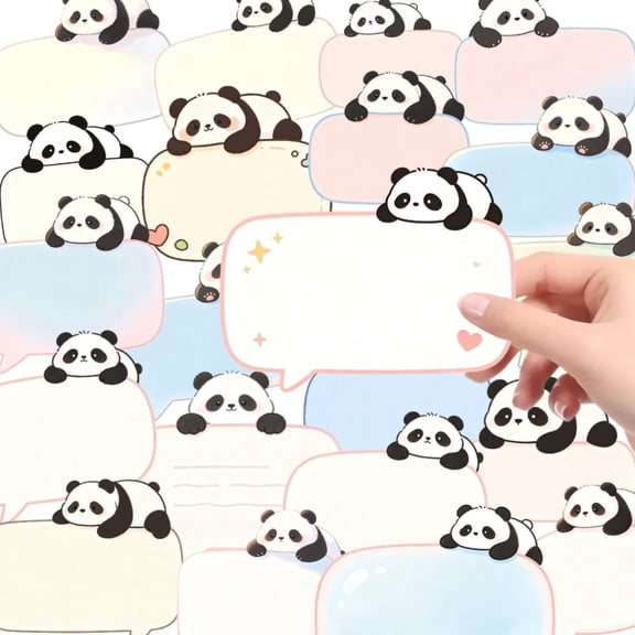 Waterproof Writeable Cartoon Panda Stickers 150Pcs, Blank Speech Bubble Decor for Journaling & Craft Making