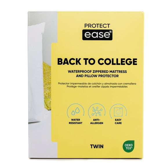 ProtectEase Back To College Twin XL Waterproof Zippered Mattress And Pillow Protector Combo