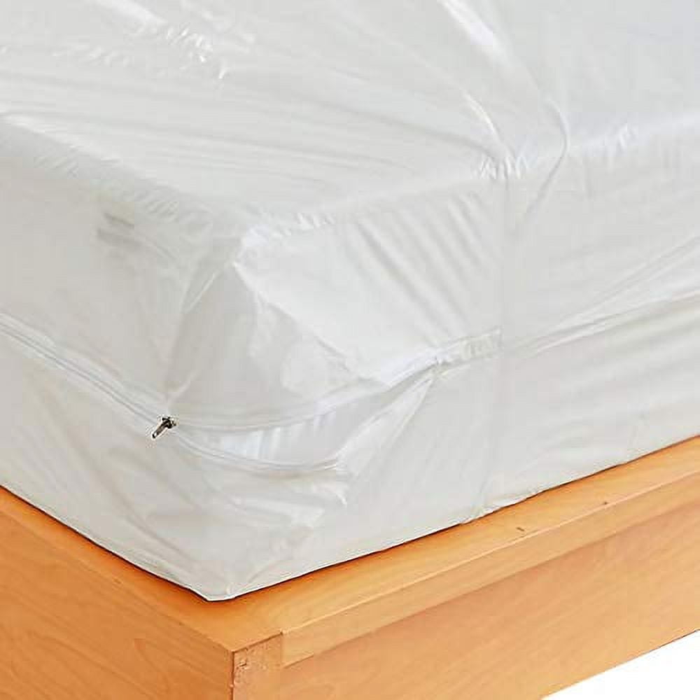 Queen White Waterproof Vinyl Mattress Protector Encasement