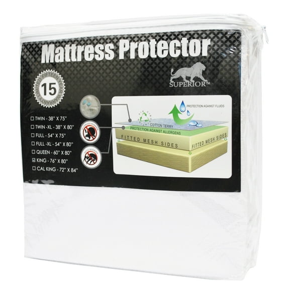 Waterproof and Hypoallergenic Cotton Mattress Protector - White, Full by Blue Nile Mills