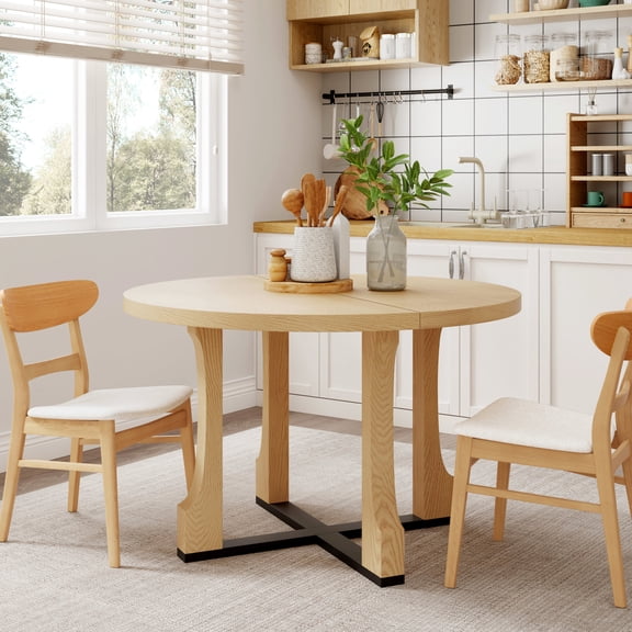 Waterproof and Scratch-Resistant Round Table | Suitable for Dining and Kitchen Use | Effortless Assembly Process