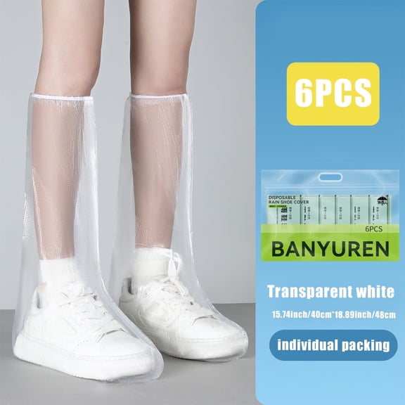 SINGOMON 6PCS Transparent Disposable Shoe Covers, Waterproof Boot Covers Rain Shoes Cover for Travel Hiking & Wet Weather Protectio