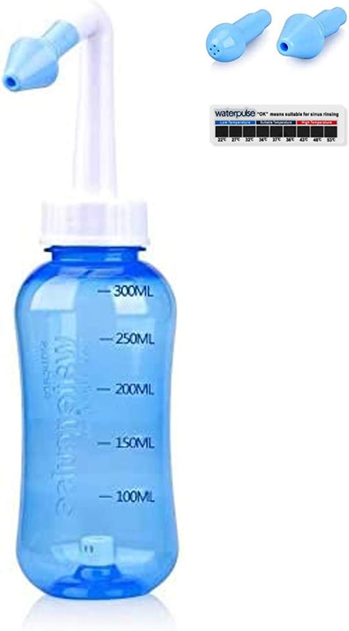 Waterpulse Neti Pot, Neti Pot Sinus Rinse,300ml Neti Pot Sinus Rinse Kit with Thermometer